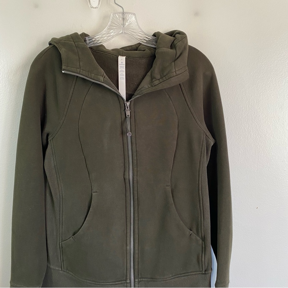 Lululemon Scuba Hoodie *Light Cotton Fleece Size 8 Dark Olive - Picture 5 of 14